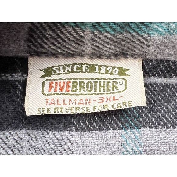 Vtg Five Brother Soft Flannel Shirt Plaid Mens Tallman 3XLT Gorpcore Cabincore - Picture 13 of 14